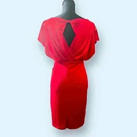 Enfocus Studio Red Shimmering Open Diamond Back Little Red Dress NWT Size 8 - Picture 3 of 6